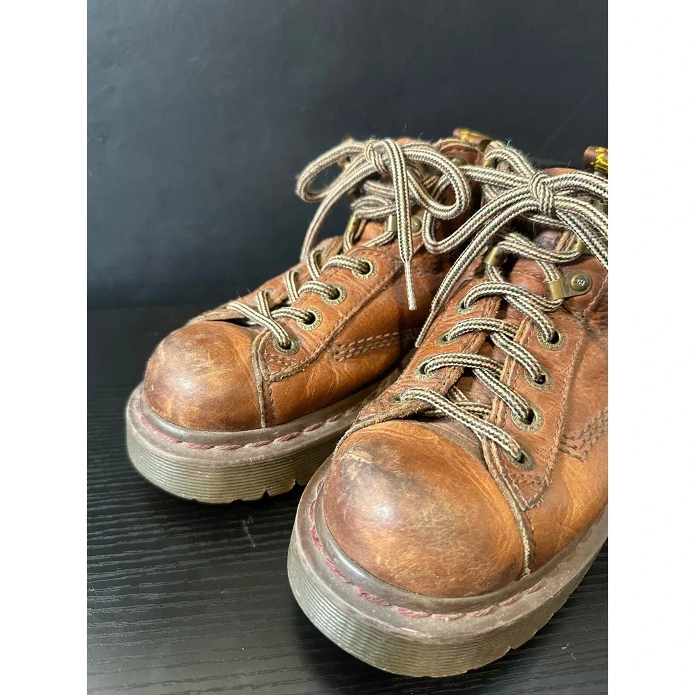 Dr. Martens 8287 Tan Leather Chunky Ankle Boots Mens 6 Womens 7 Vintage Lug Sole